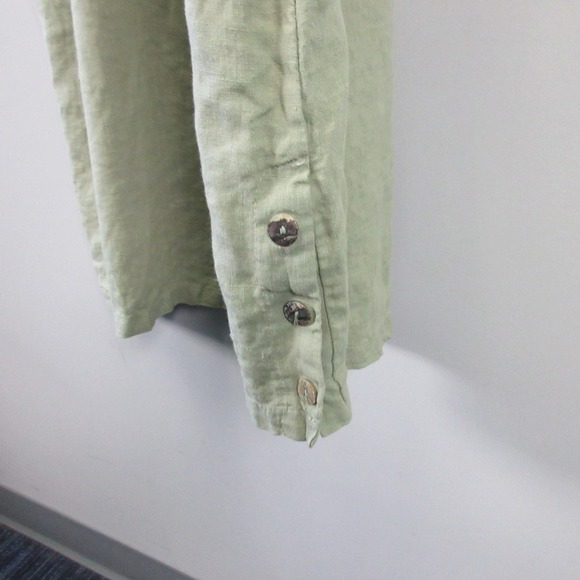 Click by Color Me Cotton Jumper Dress Women L Green 100% Linen Minimalist 270 - Picture 6 of 12